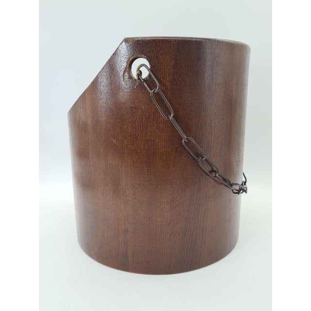 Vintage Wooden Container with Chain, 1960s For Sale - Image 6 of 11