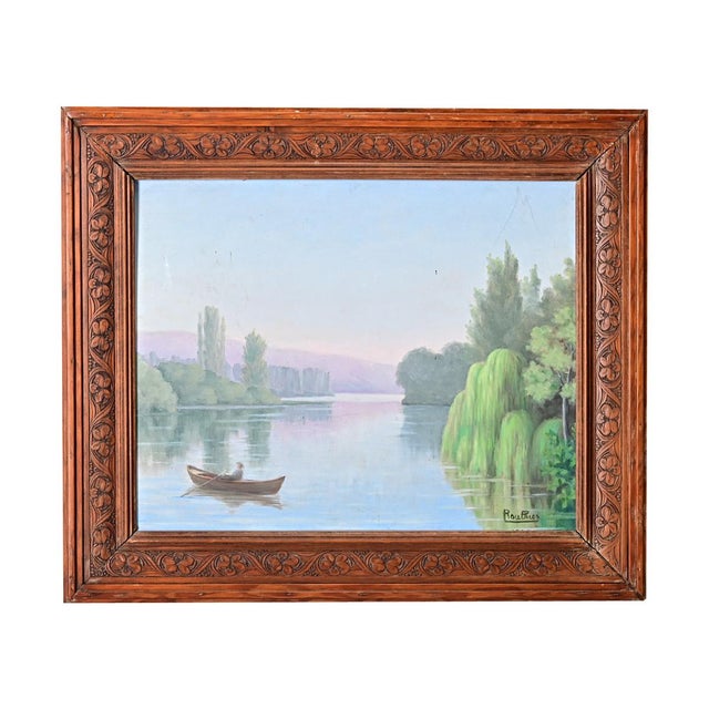 French French Vintage Framed Landscape Painting For Sale - Image 3 of 11