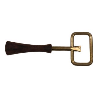 1970s Italian Contemporary Brass and Wood Bottle Opener For Sale