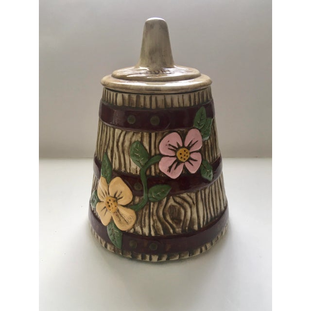 Vintage Mid 20th Century Floral Faux Churn Cookie Jar For Sale - Image 10 of 10