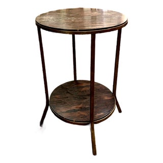 Vintage Rosewood and Brass Finish Table Lamp With a Lower Gallery Shelf For Sale