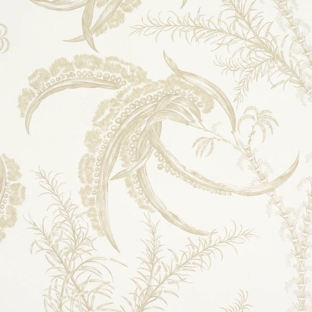 Contemporary SAMPLE - Schumacher Ocean Toile Wallpaper In Sand For Sale - Image 3 of 5