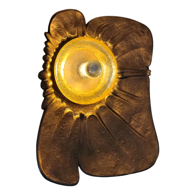 Monumental Sculptural Bronze Wall Lamp 1960s For Sale