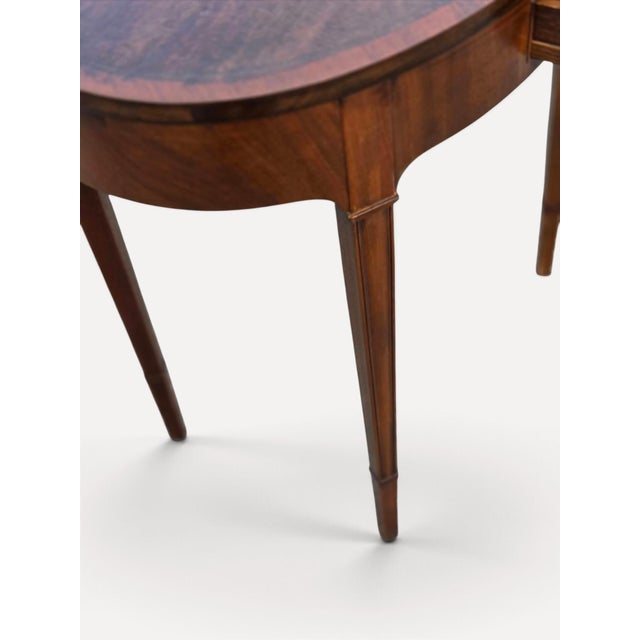Wood 1920 English Sheraton Mahogany Leather Top Side/Sofa Tables, American Made. For Sale - Image 7 of 16