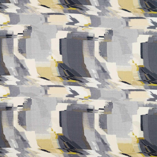 Harlequin Perspective Fabric in Charcoal/Gold - a Sample For Sale