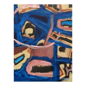 "Nacho Libre", Small-Scale Contemporary Abstract With Blue, Gold, & Pink by Frank Thomas Romero