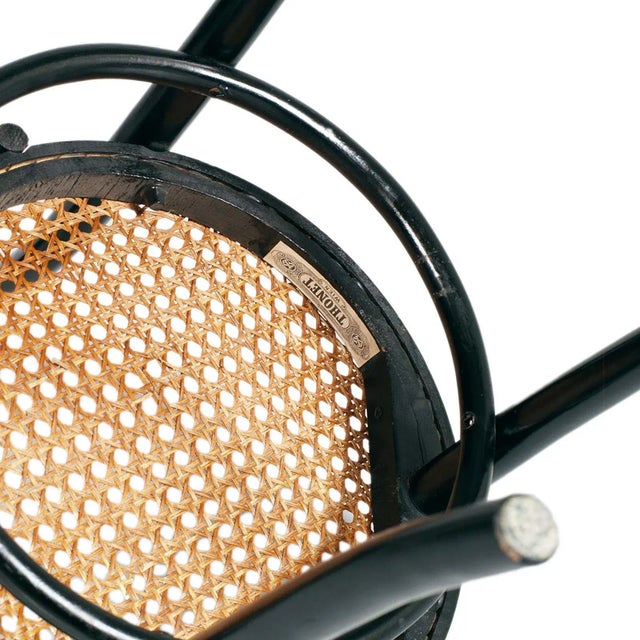 Wood Dining Chairs in Curved Beech & Vienna Straw Seat by Michael Thonet for Thonet, 1940s, Set of 4 For Sale - Image 7 of 8