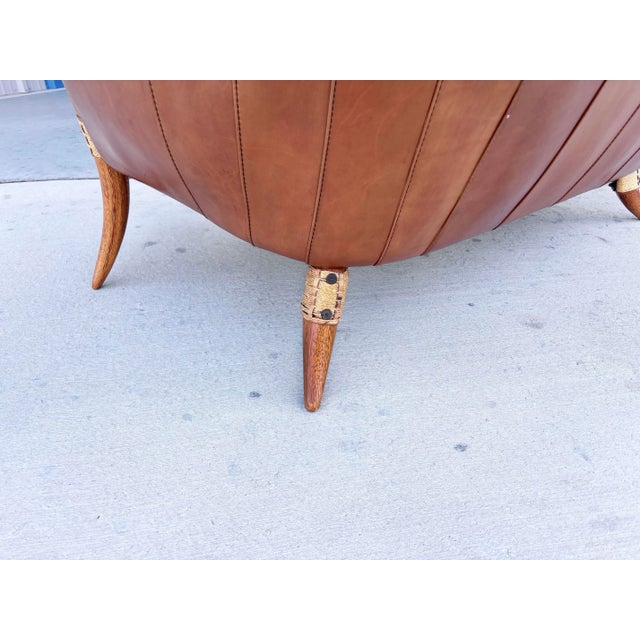 Mid Century Palmwood & Leather Loveseat by Pacific Green For Sale - Image 11 of 12