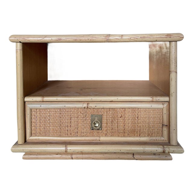 Mid-Century Italian Bamboo and Rattan Bedside Table from Dal Vera, 1960s For Sale