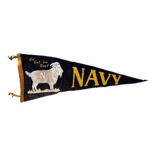 1950s U. S. Naval Academy “Go Get ’Em Goat” Navy Felt Pennant For Sale