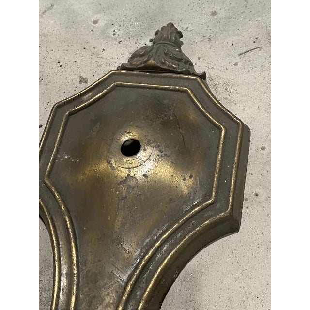 Antique Neoclassical Sconce Plate Base Part Double Arm For Sale - Image 4 of 5