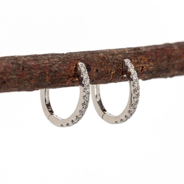 14k Solid Gold Natural Earth Mined Diamond Hoops | Latch Back Closure For Sale In Columbus - Image 6 of 7