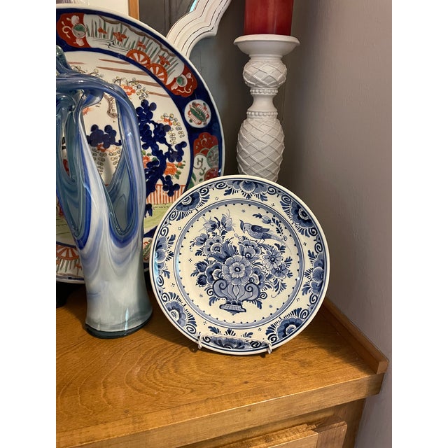 Vintage Mid 20th Century Blue and White Faience Delft Plate For Sale - Image 13 of 13