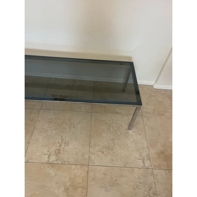 Florence Knoll Mid Century Chrome and Smoke Glass Coffee Table in Style of Florence Knoll For Sale - Image 4 of 12