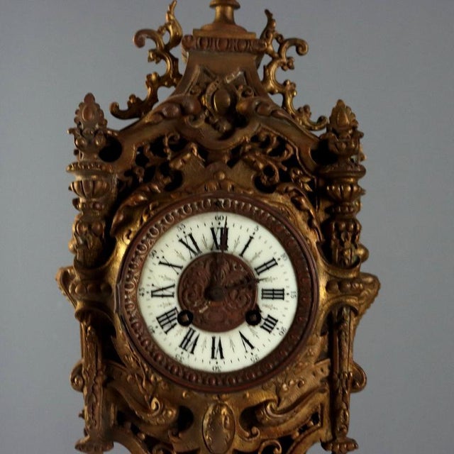 Antique Bronze Table Clock For Sale - Image 4 of 12