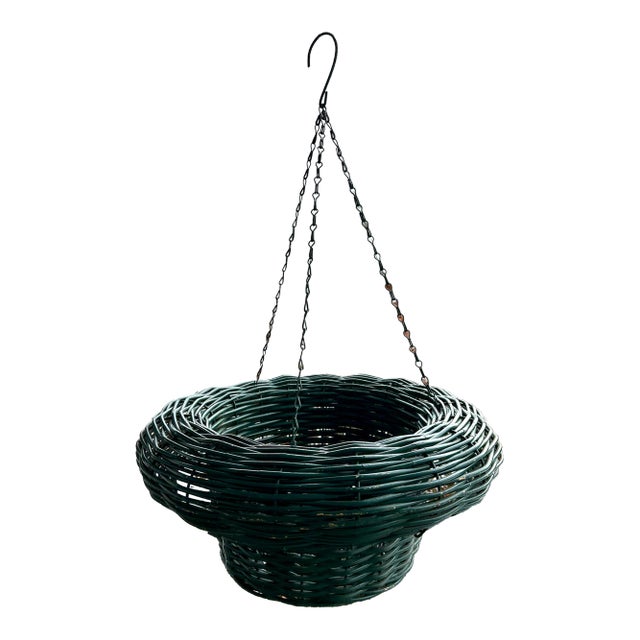 Mid 20th Century Monumentally Sized Wicker Hanging Basket, 21" Across For Sale