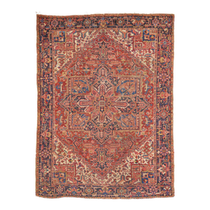 Heriz 1920s Antique Persian Rug W/ Large Geometric Medallion - 11'3" X 8'4"