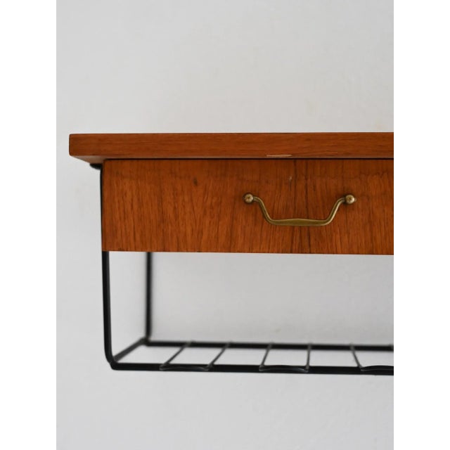 1960s Scandinavian Teak Wall-Mounted Nightstand with Drawers, 1960s For Sale - Image 5 of 7