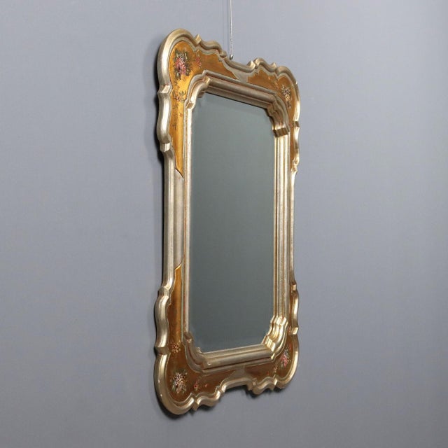 Gilded Wood Mirror with Faux Silver and Gold Leaf Finish For Sale - Image 3 of 9