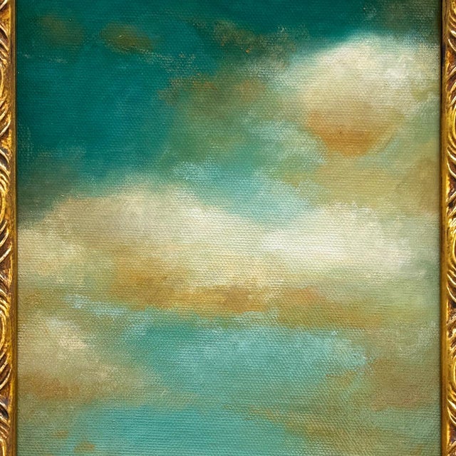 Contemporary Contemporary Plein Air "Clouds and Sky" Oil Painting in Vintage Gold Frame For Sale - Image 3 of 6