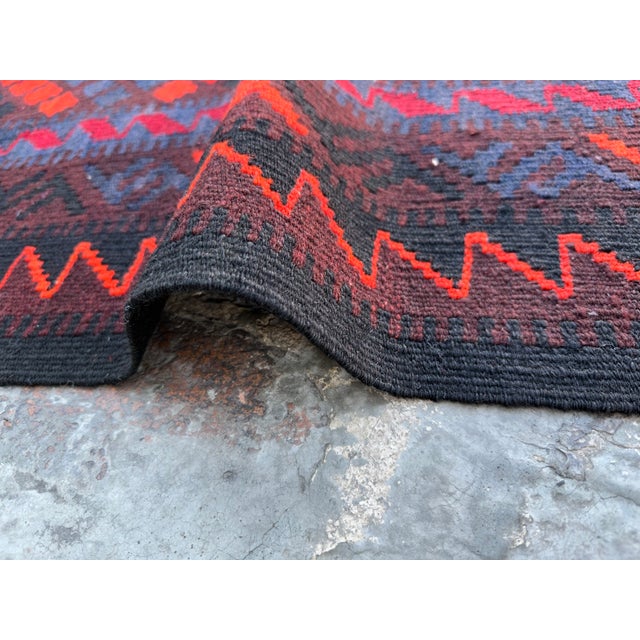 Textile Vintage Afghan Handmade Kilim Rug, 2'8 X 5'5 Ft, Maimana Wool Flat Weave Tribal Runner Carpet For Sale - Image 7 of 8