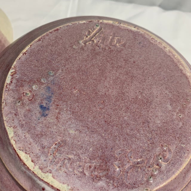Boho Chic Handmade Ceramic Handmade Lidded Vessel With Cream, Lavender and Pink Glaze For Sale - Image 9 of 9