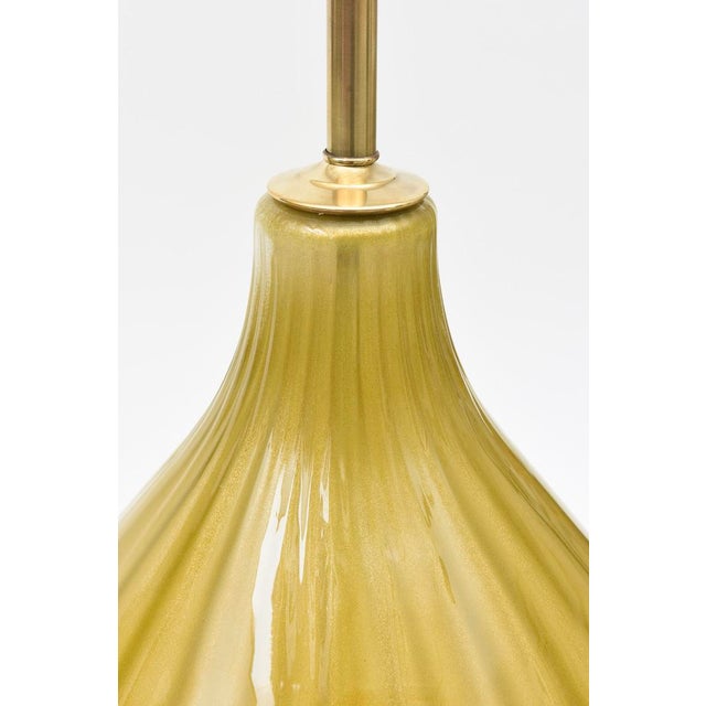 1950s MId Century Modern Murano Glass, Brass and Lucite Bulbous Table Lamps, Restored, 1950's, Italy For Sale - Image 5 of 11