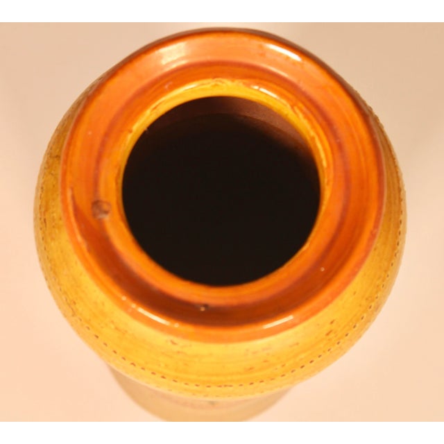 Large Mid Century Italian Mustard Yellow Bitossi Ceramic Pottery Vase For Sale - Image 9 of 10