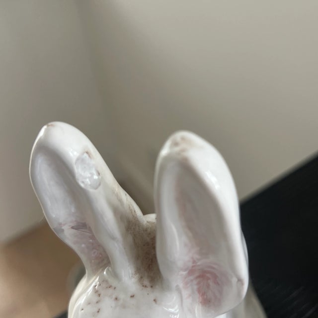 Vintage Italian White Terracotta Bunnny Rabbits- A Pair For Sale - Image 4 of 7
