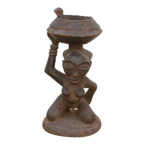 African Luba Tribe Carved Offering Vessel