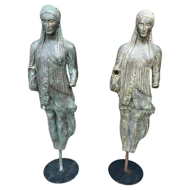 Large Greek Bronze Sculptures from the Achaean Period, 1940s, Set of 2 For Sale - Image 9 of 9