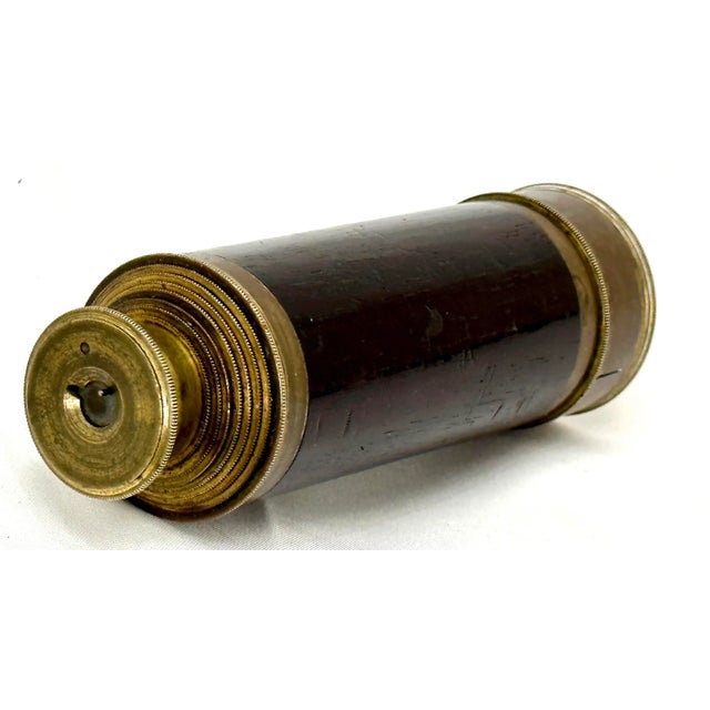 Brass Rare 7 Draw 24 Inch Antique Brass & Rosewood Ships Spyglass - Telescope Circa Late 19th Century For Sale - Image 8 of 12