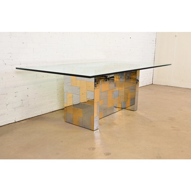 Directional Paul Evans for Directional Cityscape Chrome and Brass Pedestal Dining Table, 1970s For Sale - Image 4 of 10