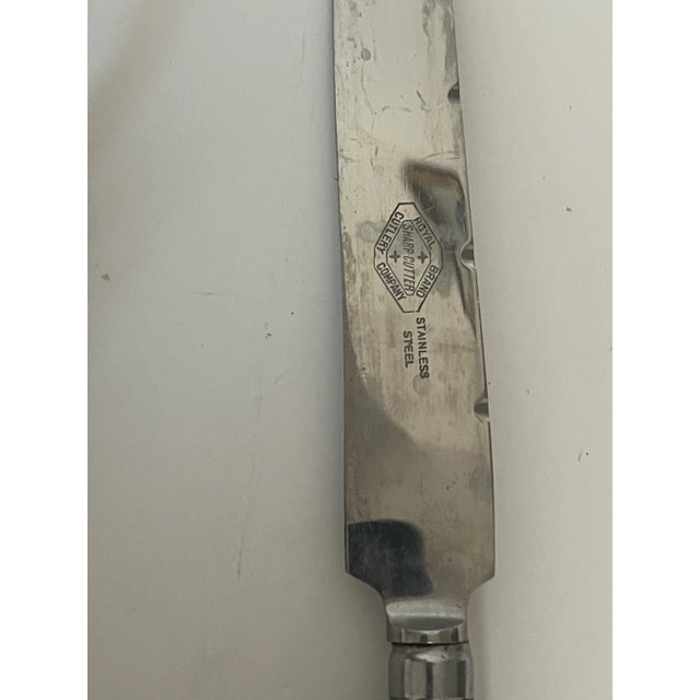 Shabby Chic Vintage Cutlery Serving Knife and Fork With Horn Handles For Sale - Image 3 of 6