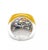 Late 20th Century Multicolor Sapphire & Yellow Enamel 14k White Gold Oval Top Ring, Size 6.5 For Sale - Image 4 of 6