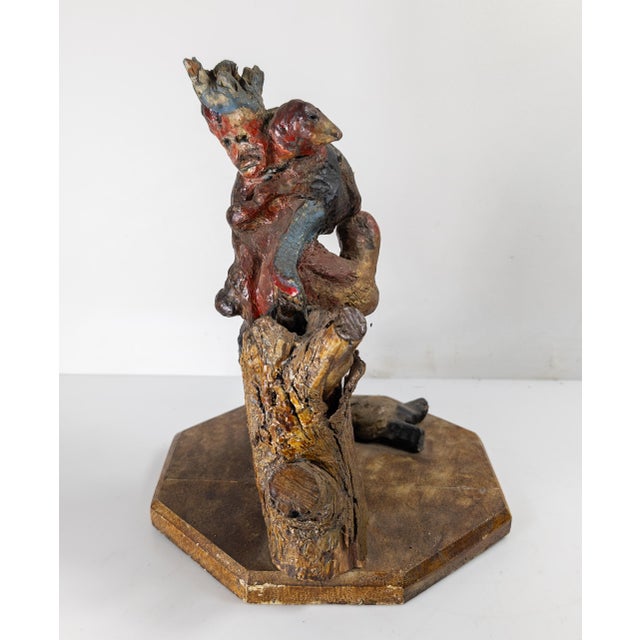 19th Century Primitive Tramp Folk Art Polychrome Driftwood Rootwood Figure For Sale - Image 4 of 14