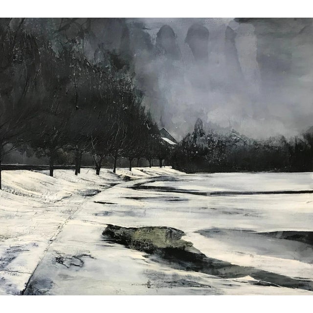 Contemporary Atmospheric Black & White Monochrome Landscape Wilderness Painting, 2008 For Sale - Image 4 of 5