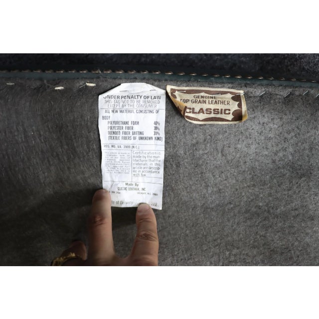 Green Classic Leather Company Mid Century Ottoman For Sale - Image 8 of 9