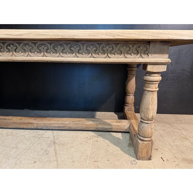 Vintage Bleached Oak Farmhouse Dining Table, 1925 For Sale - Image 6 of 15