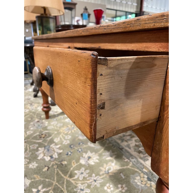 Antique 19th Century Pine Console Table With Three Drawers For Sale In New York - Image 6 of 7