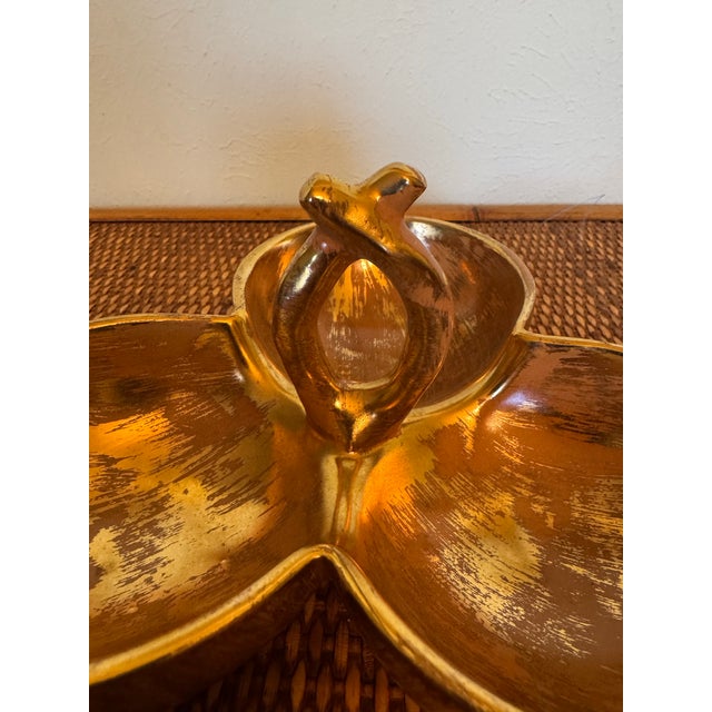 Gold American Mid-Century Stangl Three Bowl Candy Dish For Sale - Image 8 of 8