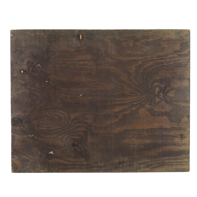 Wood Vintage Still Life Oil Painting on Wood Panel Watermelon Peaches and Summer Florals For Sale - Image 7 of 8