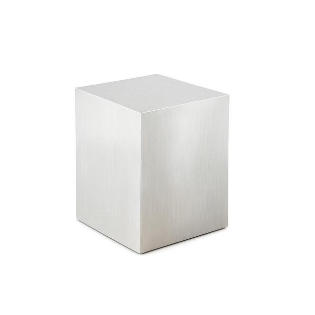Silent Block Sculptural Table in Stainless Steel by Veliento. Dimensions: W 35 x D 35 x H 45 cm. Materials: Hand textured...