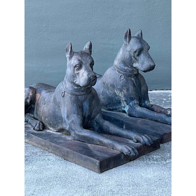 Vintage Boho French George Ducat Patinated Bronze Great Danes For Sale - Image 10 of 12