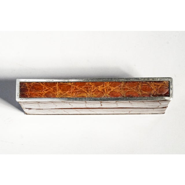 Luxurious Antique Art Deco French Leather and Silver Card Case Box Home Decor For Sale - Image 13 of 14