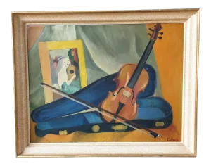 Still Life with Violin by C. Noël