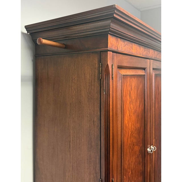 Ethan Allen “Newport” Collection Figured Mahogany Armoire For Sale - Image 9 of 12