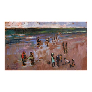'Beach Day at Porto Seguro' by Sergio Telles, 1976, Brazilian Fauvist Coastal Landscape, Rio De Janiero For Sale