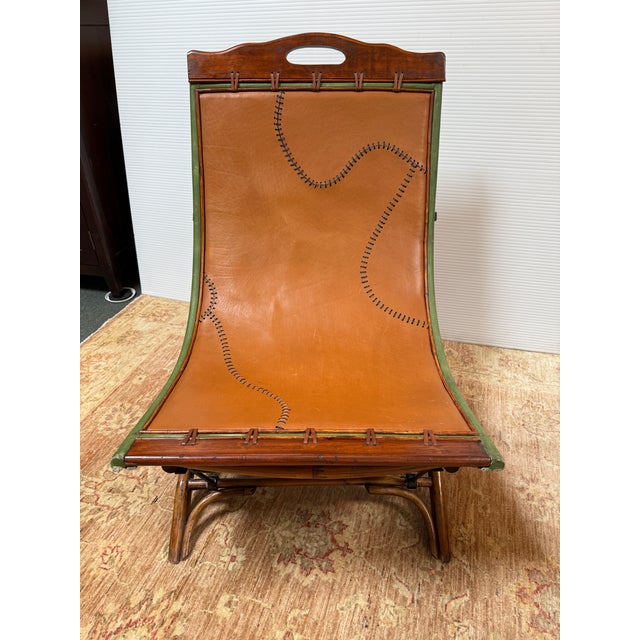 Contemporary Circa 1980's Ramon Castellano for Kalma Bamboo + Leather Collapsible Chair For Sale - Image 3 of 14