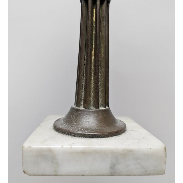 Early 20th Century Marble and Cranberry Glass Table Lamp For Sale - Image 10 of 12